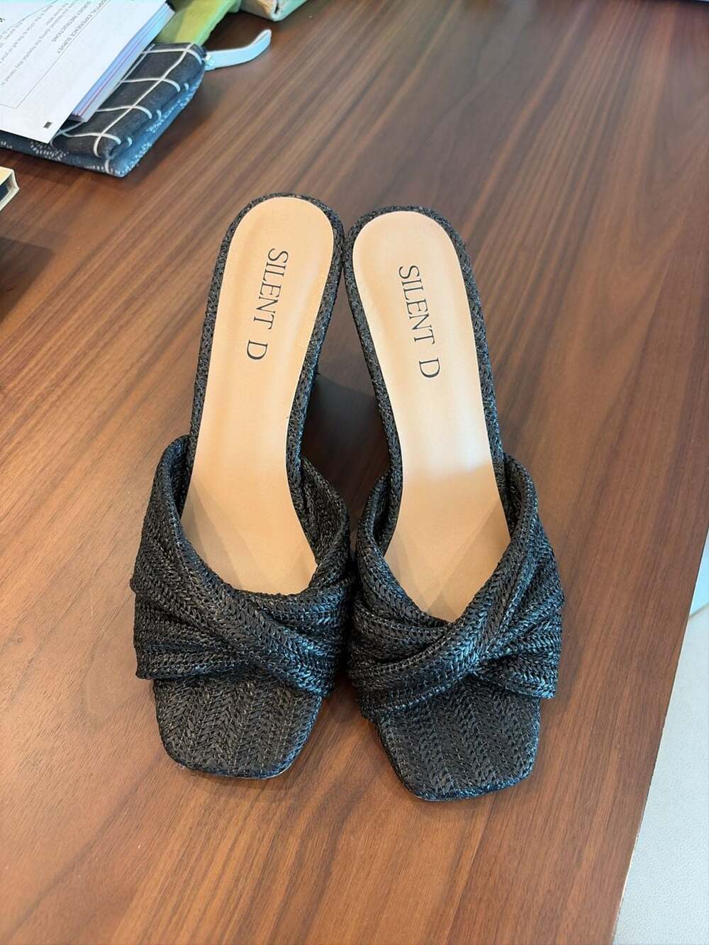 Silent D Anthropologie Katia Raffia Wedge Sandal size 40